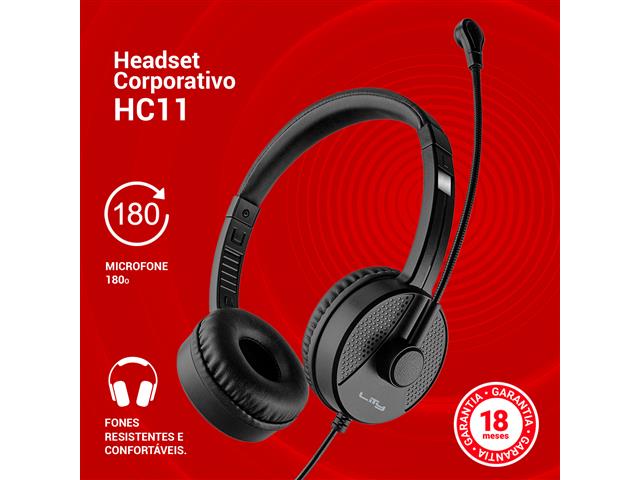 Headset Corporativo USB Lity HC11 c/  Mic ANC Preto - 1