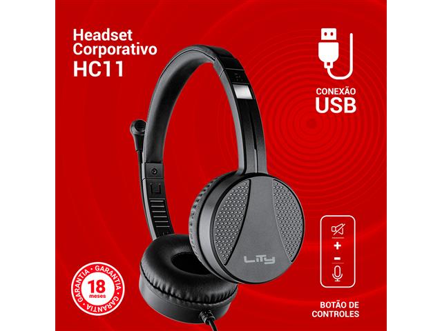 Headset Corporativo USB Lity HC11 c/  Mic ANC Preto - 4