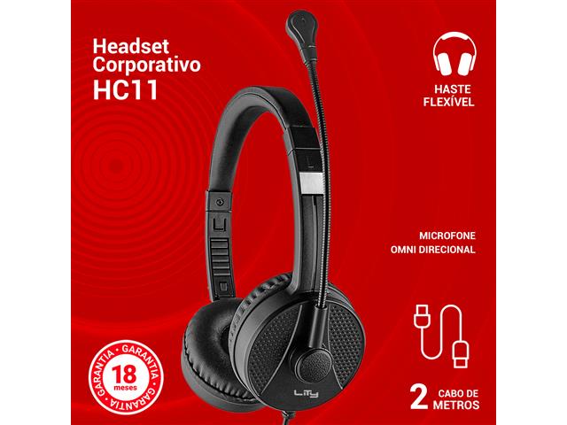Headset Corporativo USB Lity HC11 c/  Mic ANC Preto - 6
