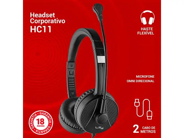 Headset Corporativo USB Lity HC11 c/  Mic ANC Preto - 6