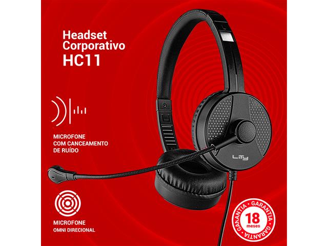 Headset Corporativo USB Lity HC11 c/  Mic ANC Preto - 8