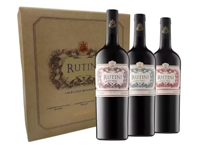 Estuche Rutini x3 Cabernet Sauvignon con Malbec, Merlot y Syrah