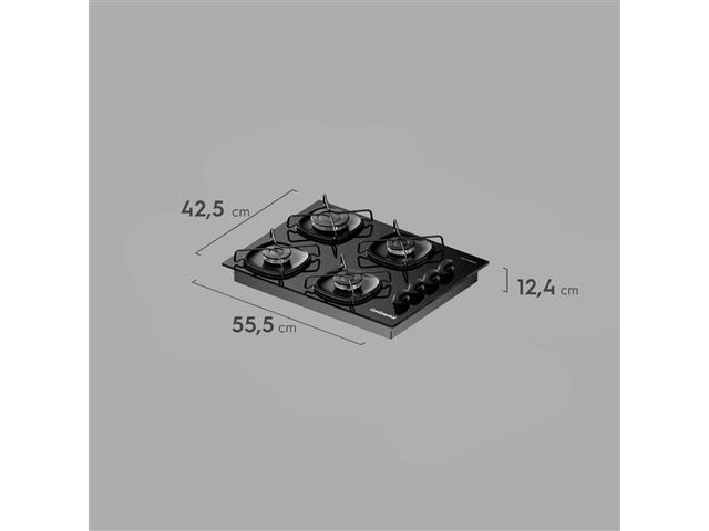 Cooktop Continental 4 Bocas Preto com Mesa de Vidro Bivolt - 2