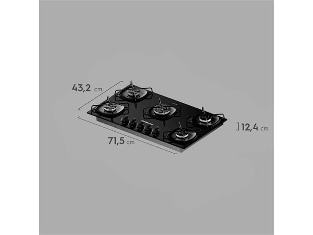 Cooktop Continental 5 Bocas Preto com Mesa de Vidro Bivolt - 1