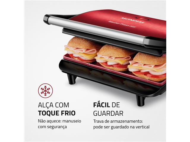 Grill Elétrico Mondial PG-01-RC Master Press Inox Red 220V - 5