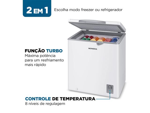 Freezer Horizontal 150L Mondial Branco 220V - 3