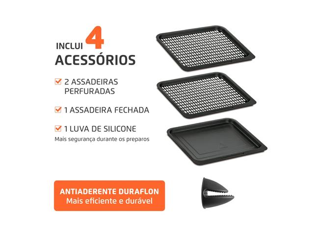 Fritadeira Air Fryer Forno Oven 12L Mondial Vermelho/Inox 2200W 220V - 2