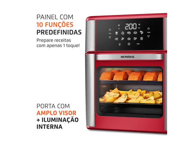 Fritadeira Air Fryer Forno Oven 12L Mondial Vermelho/Inox 2200W 220V - 5
