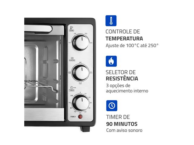 Forno Elétrico 52L Grand Family II Mondial Preto/Inox 1800W 110V - 3