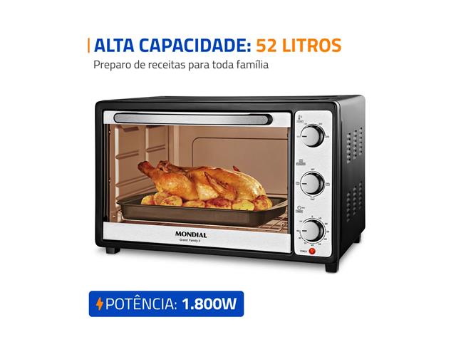 Forno Elétrico 52L Grand Family II Mondial Preto/Inox 1800W 220V - 1