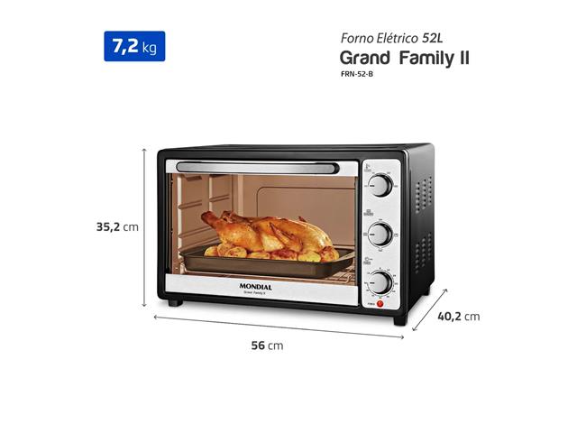 Forno Elétrico 52L Grand Family II Mondial Preto/Inox 1800W 220V - 6