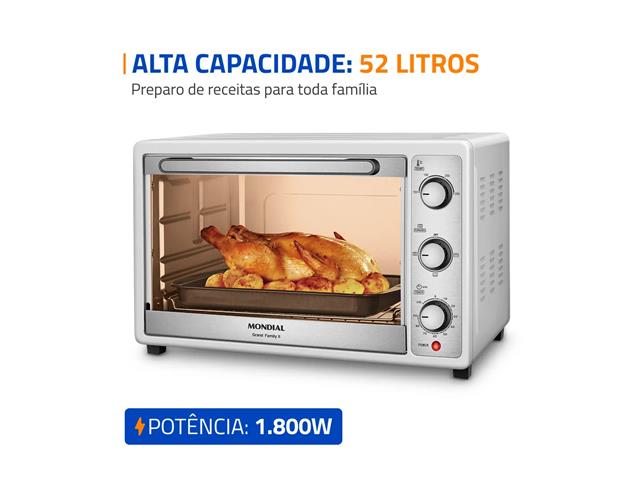 Forno Elétrico 52L Grand Family II Mondial Branco/Inox 1800W 110V - 1