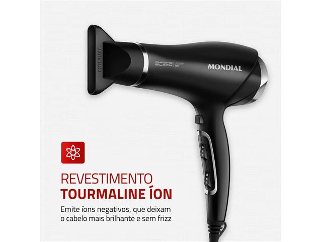 Secador de Cabelos Mondial Preto/Cromado Prata 2000W 110V - 2