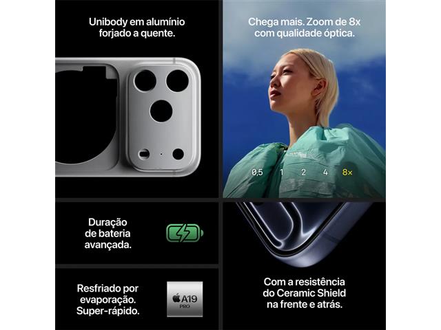 iPhone 17 Pro (512GB) Laranja Cósmico Tela de 63" 5G e Câmera de 48MP - 5