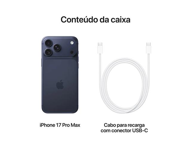 iPhone 17 Pro Max (512GB) Azul-intenso Tela de 69" 5G e Câmera de 48MP - 9