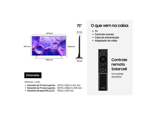 Smart TV 75" Samsung Crystal UHD 4K U8600F 2025 - 3