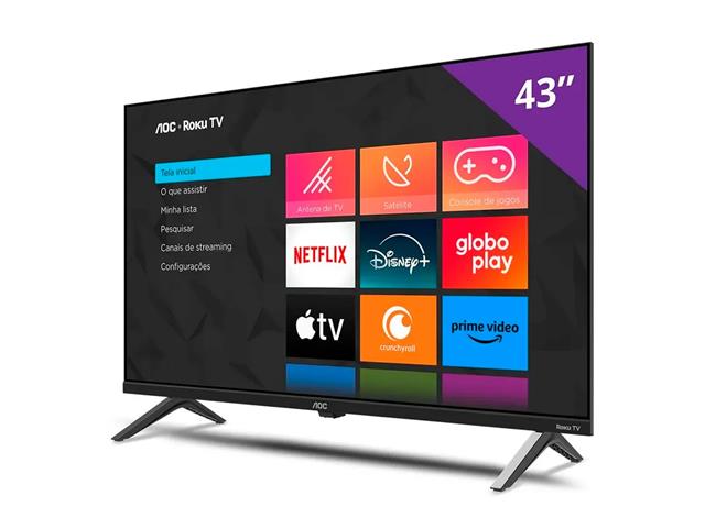 Smart TV AOC 43" Full HD Roku - Wi-Fi, HDMI, USB - 1