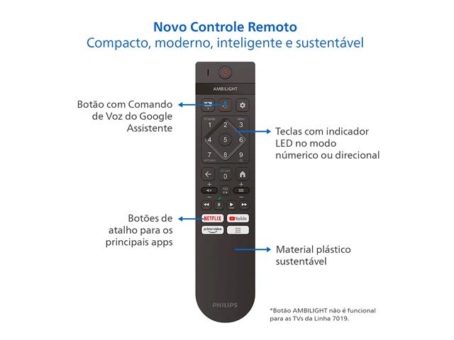 Smart TV Philips 55" 4K UHD Google TV - HDR, Wi-Fi - 6