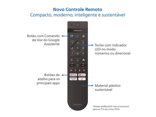 Smart TV Philips 70" 4K UHD Google TV - HDR, Wi-Fi - 5