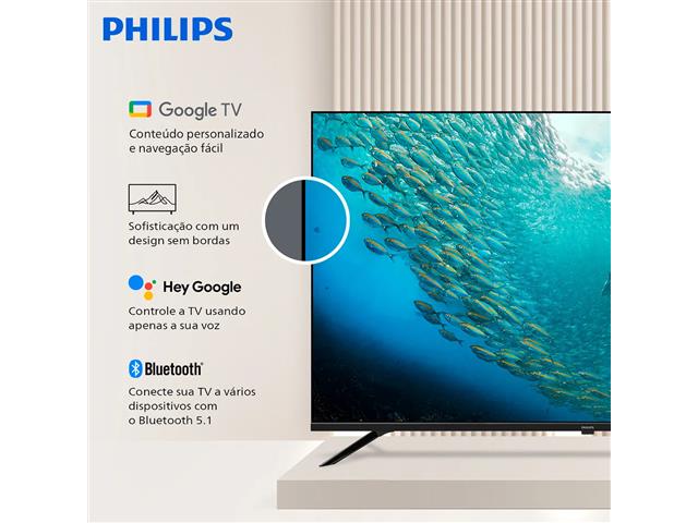 Smart TV Philips 75" 4K UHD Google TV - HDR, Wi-Fi - 6