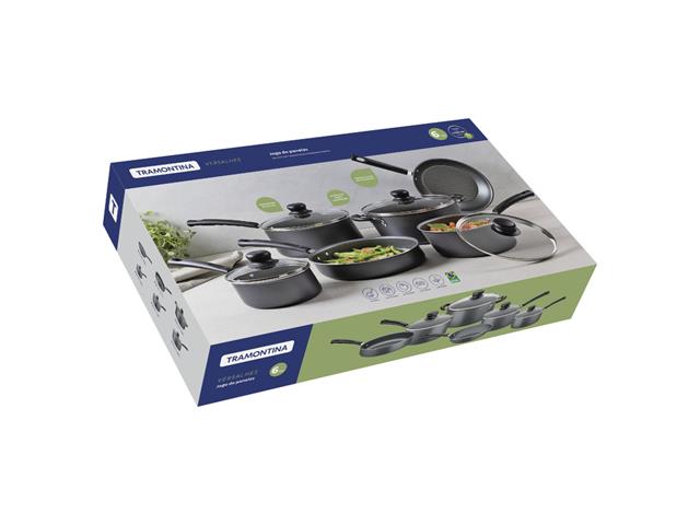 Jogo de Panelas Tramontina Versalhes Antiaderente 6 peças Chumbo - 8
