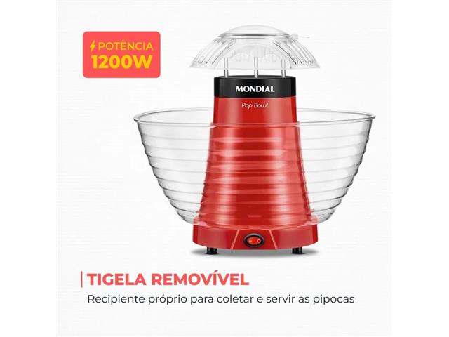 Pipoqueira Elétrica Mondial PP-05 Pop Bowl Red 110V - 3