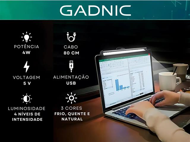Luminária LED Gadnic USB Barra Para Notebook e Monitor - 1