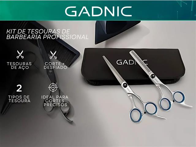 Kit Tesoura Profissional Gadnic Corte Polimento Desfiadeira 6.0 - 1