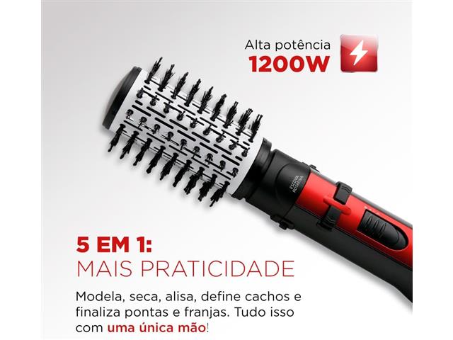 Escova Rotativa Ceramic Íon Turbo, Mondial Vermelho/Preto 1200W 220V - 1