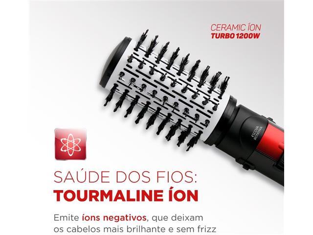 Escova Rotativa Ceramic Íon Turbo, Mondial Vermelho/Preto 1200W 220V - 2