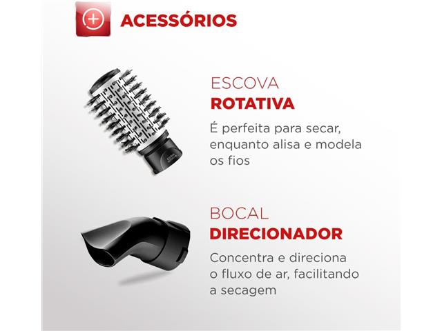 Escova Rotativa Ceramic Íon Turbo, Mondial Vermelho/Preto 1200W 220V - 4