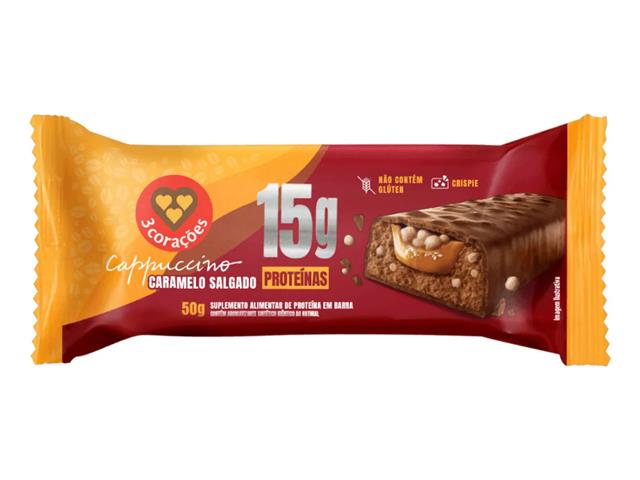Barra de Proteína Três Corações Cappuccino Caramelo e Sal Caixa 12x50g - 1