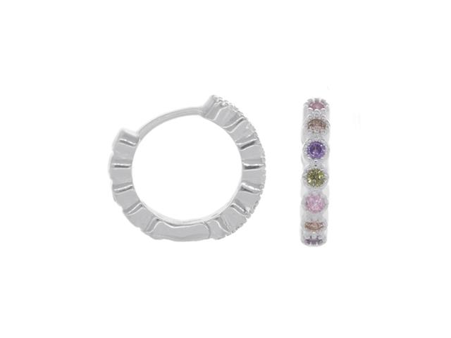 Argolla Huggies Microcircón Multicolor de Plata