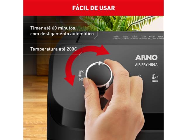 Fritadeira Sem Óleo Arno Air Fryer Mega 7,5L AFM7 1700W Preta 220V - 5
