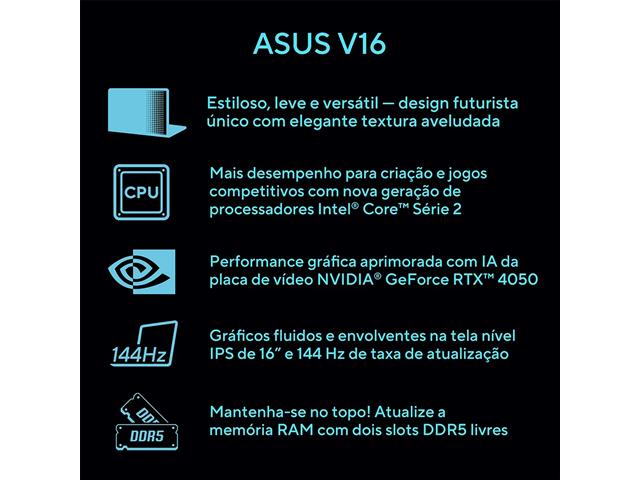 Notebook Asus Vivobook I5 16GB 512GB RTX4050 16 - 8