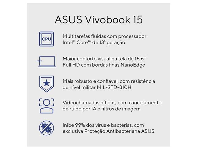 Notebook Asus Vivobook I5 8GB 512GB SSD 15.6 Azul - 8
