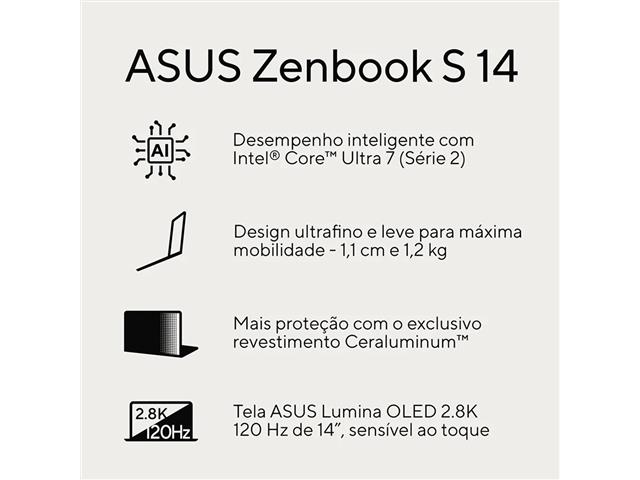 Notebook Asus Zenbook I7 32GB 1TB SSD Arc 14 - 1