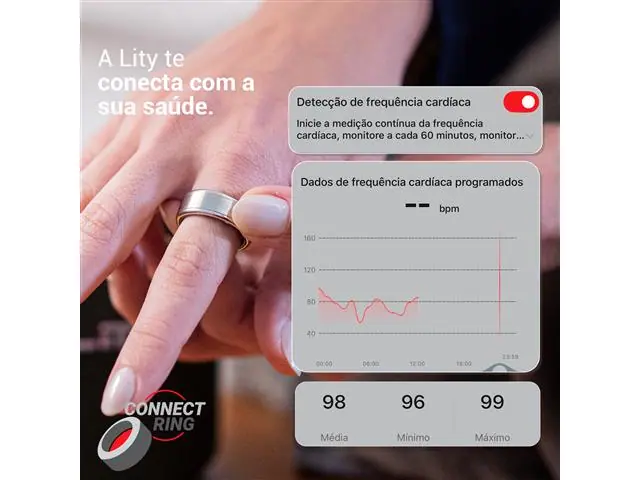 ANEL INTELIGENTE (CONNECT RING) COM MONITORAMENTO DE SAÚDE Prata - 9