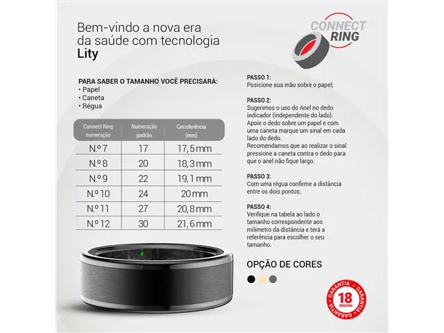 ANEL INTELIGENTE (CONNECT RING) COM MONITORAMENTO DE SAÚDE Dourado - 7