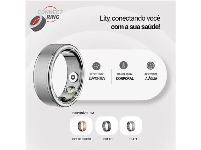 ANEL INTELIGENTE (CONNECT RING) COM MONITORAMENTO DE SAÚDE Dourado - 3