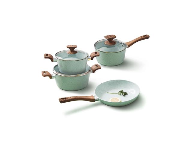 Batería de cocina Granito Menta Set 7 Piezas ilko
