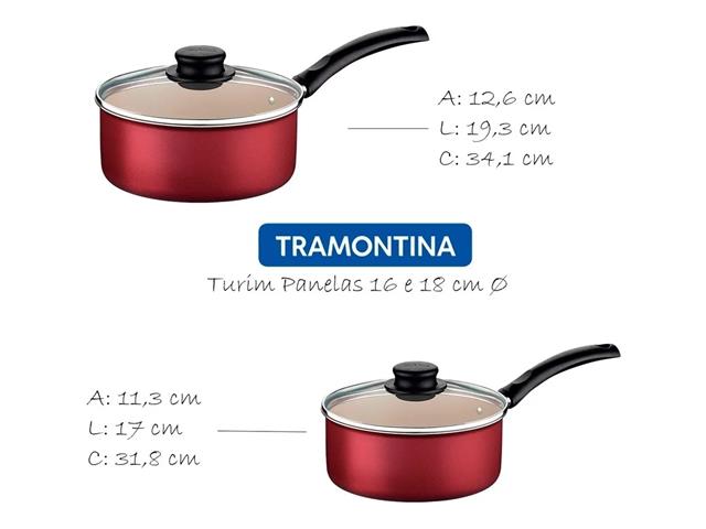 Jogo de Panelas Tramontina Turim Antiaderente Vermelho 10 Peças - 3