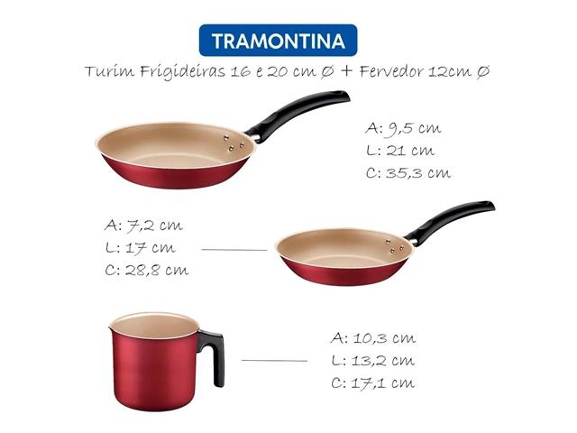 Jogo de Panelas Tramontina Turim Antiaderente Vermelho 10 Peças - 4