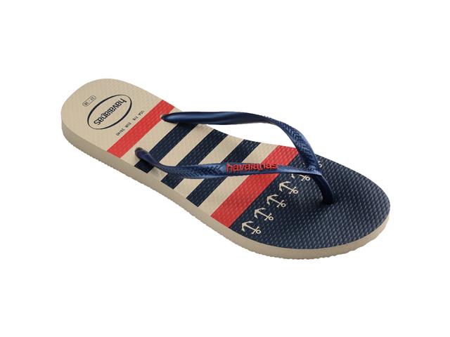 Chinelo Havaianas Slim Nautical Bege Palha/Marinho Tam 33-34 - 1