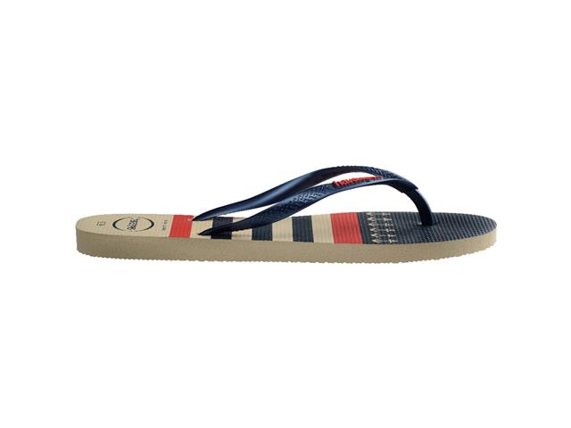 Chinelo Havaianas Slim Nautical Bege Palha/Marinho Tam 33-34 - 2