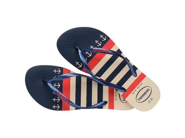 Chinelo Havaianas Slim Nautical Bege Palha/Marinho Tam 33-34 - 3