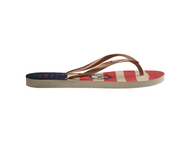 Chinelo Havaianas Slim Nautical Bege Palha/Rose Gold Tam 33-34 - 2