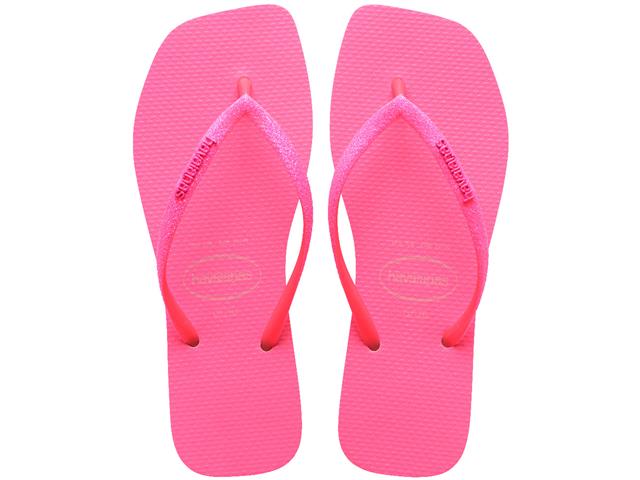 Chinelo Havaianas S Sqr Gtr Neon Bege Palha/Rosa Neon Tam 39-40