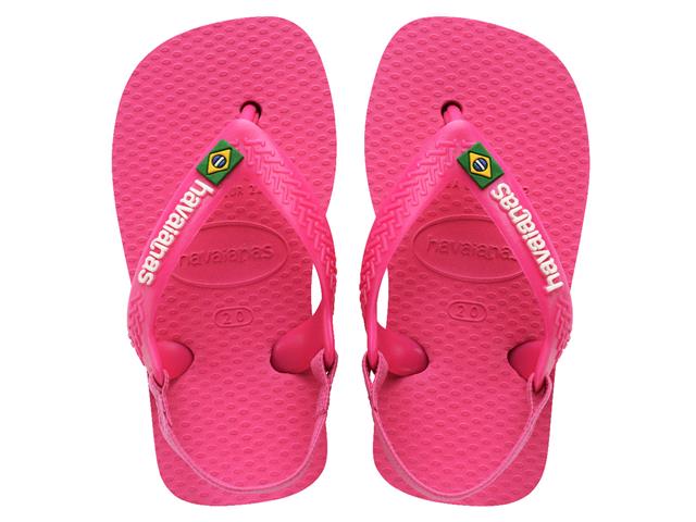 Chinelo Havaianas N.B. Brasil Logo Rosa Flux/Branco