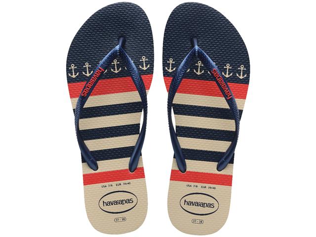 Chinelo Havaianas Slim Nautical Bege ...